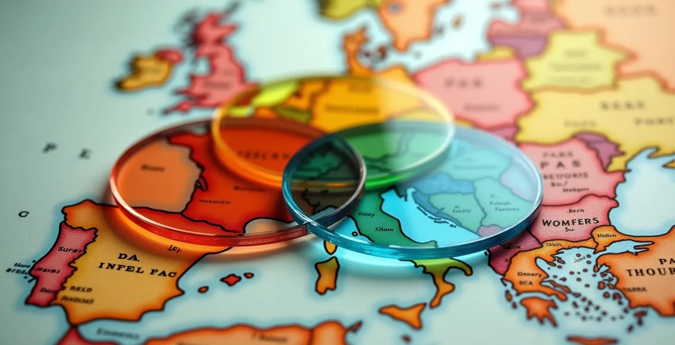 Visual comparison of regional versus global pass coverage areas in Europe