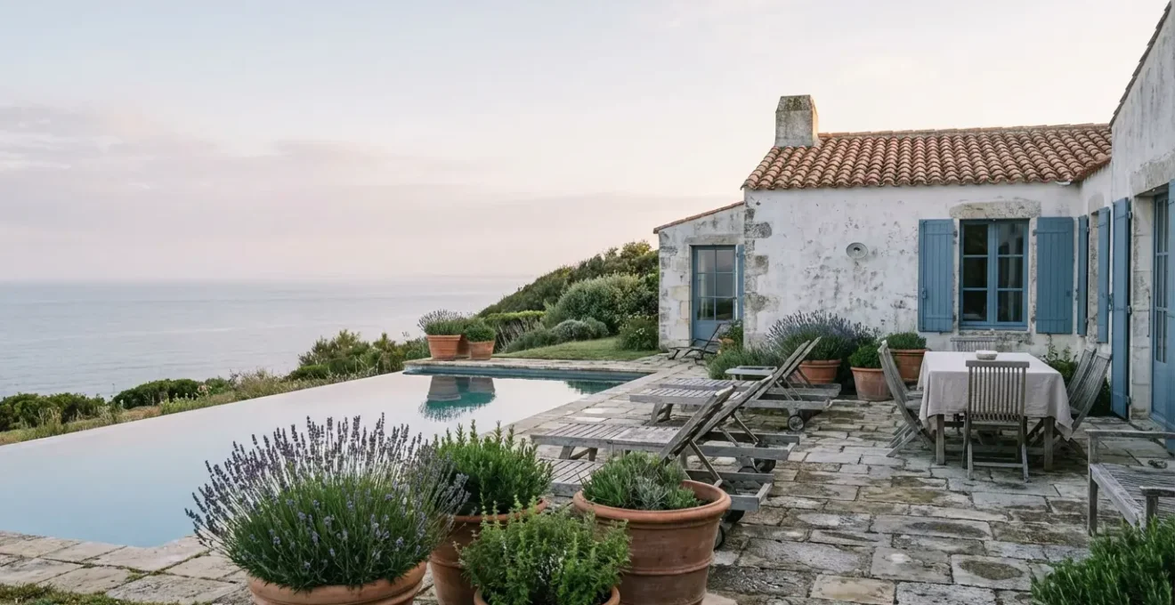 Elegant coastal villa with pool overlooking Atlantic ocean in France holiday rental