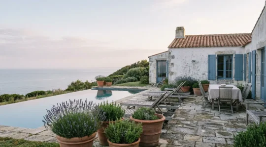Elegant coastal villa with pool overlooking Atlantic ocean in France holiday rental
