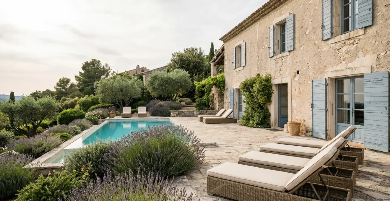 Luxury stone villa with pool and Mediterranean garden on the French Atlantic coast