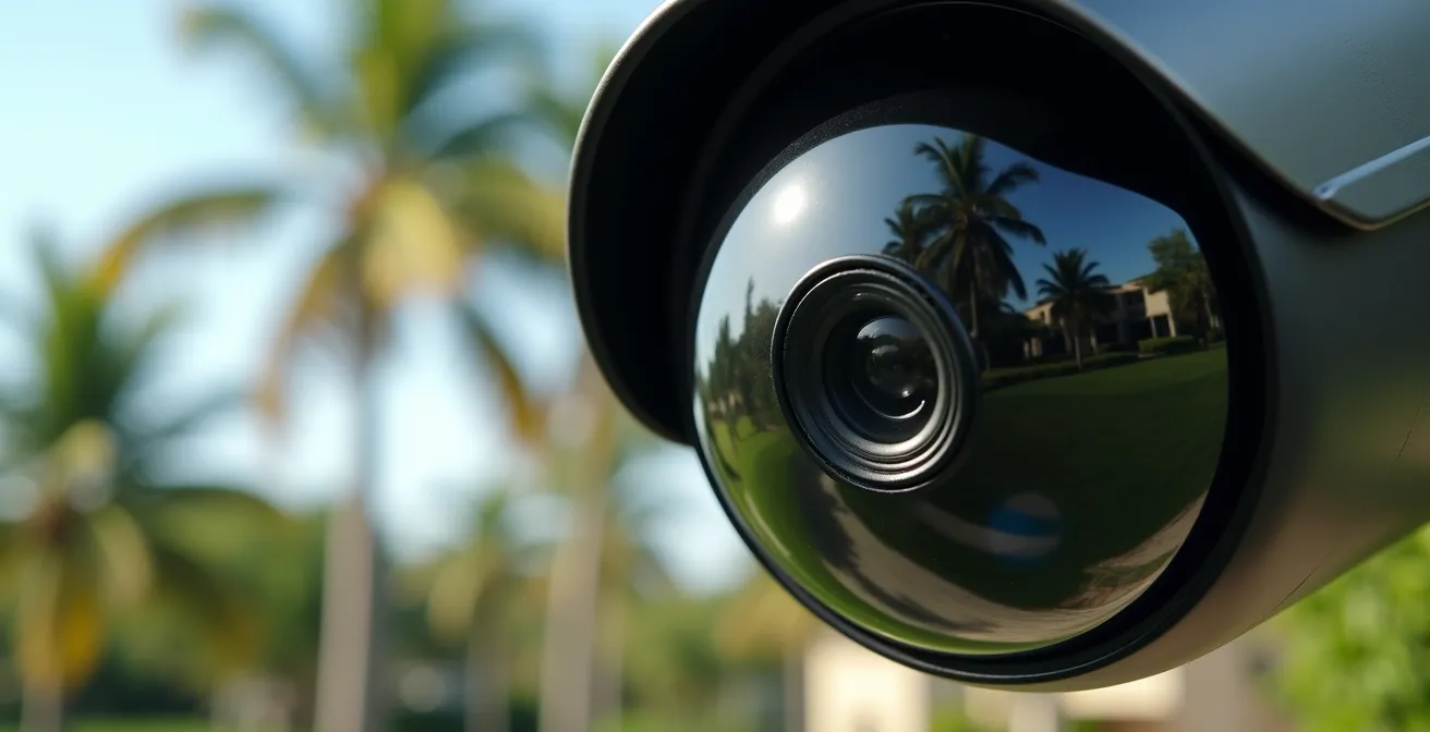 Close-up of advanced security features on luxury estate perimeter