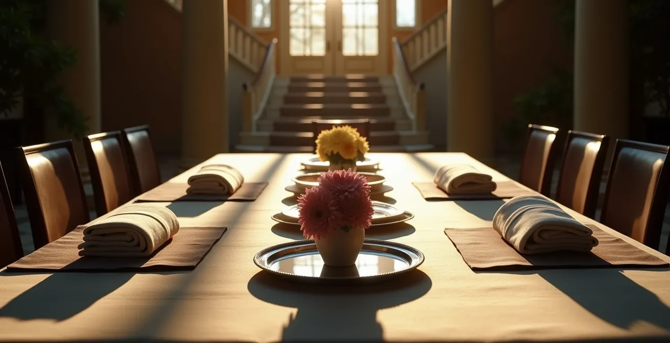 Symbolic representation of estate management through organized elements