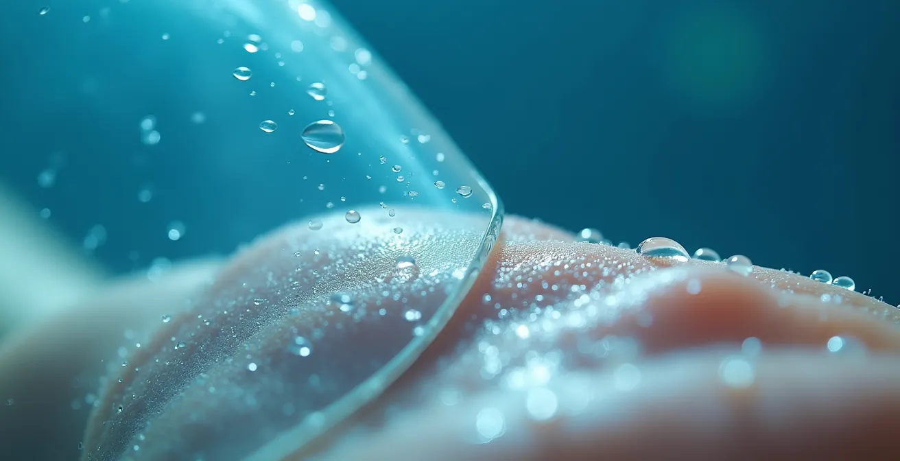 Extreme close-up of diving mask seal against skin showing perfect fit