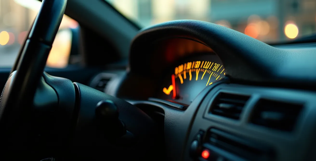 Close-up view of taxi dashboard and meter from passenger perspective